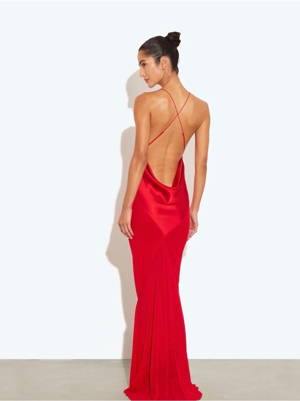 Rat & Boa Red Satin V-Neck Maxi Dress - Picture 2 of 7